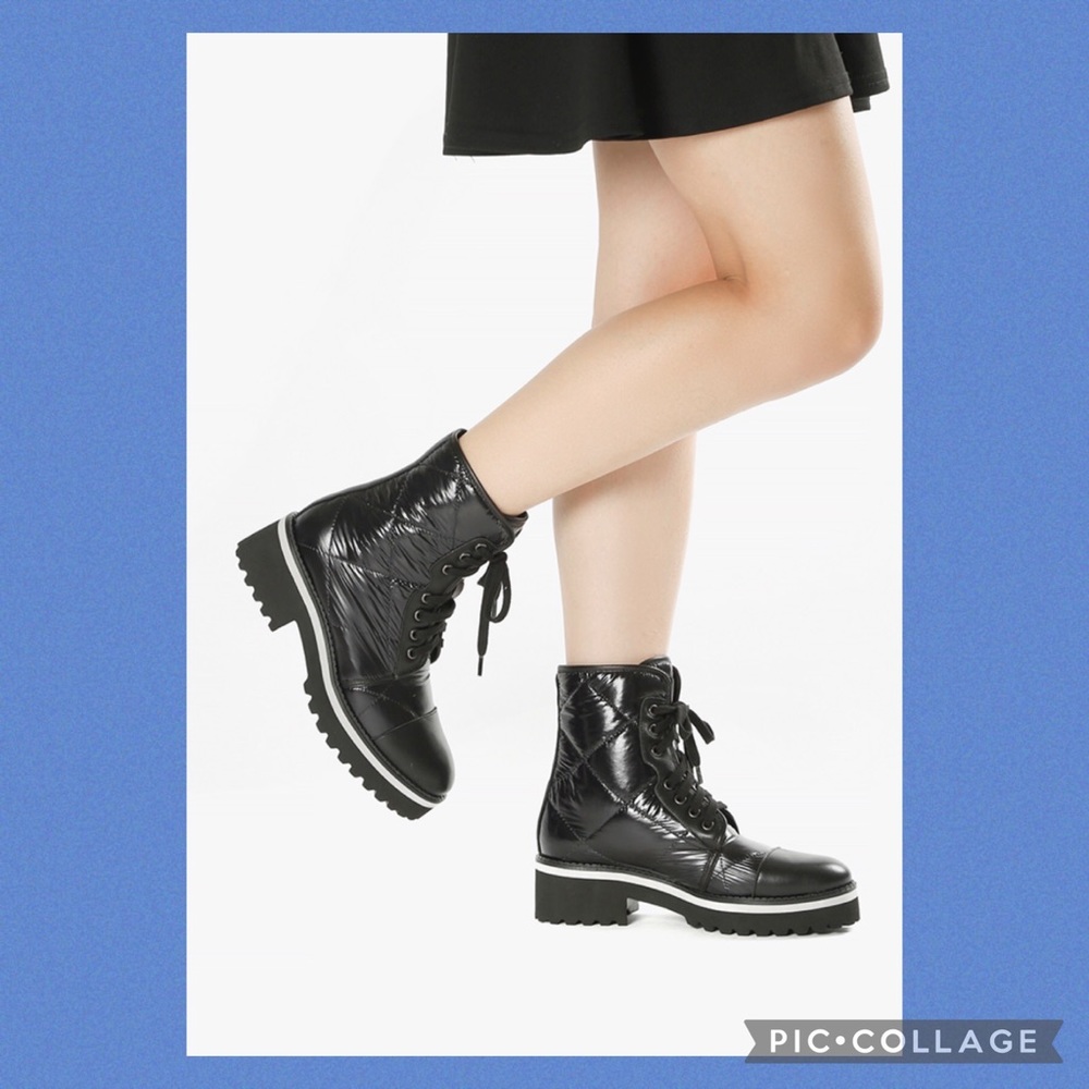 BNIB All Black puffy combat boot 39.5